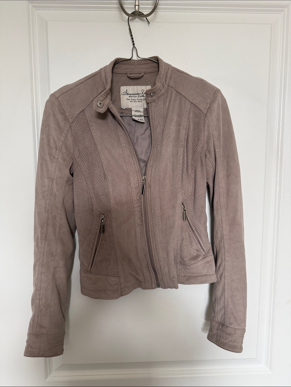 American Rag Cie Taupe Suede-Look Moto Jacket XXS